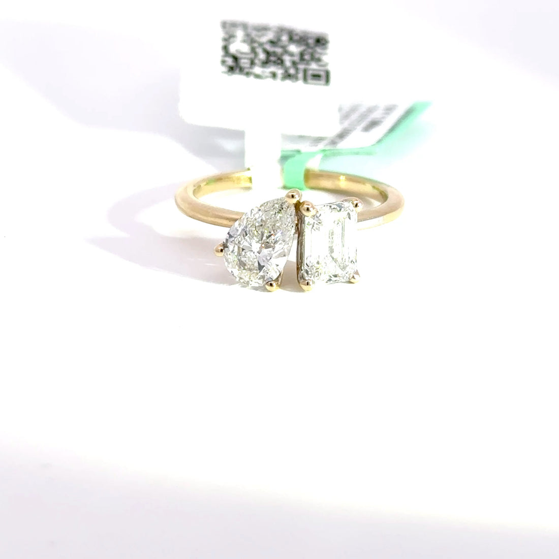 1.96 CTW Pear & Emerald Toi et Moi Lab Grown Diamond Engagement Ring