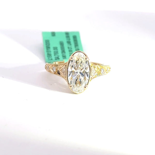 2.27 CTW Oval-Cut (Moval) Lab Grown Diamond Engagement Ring