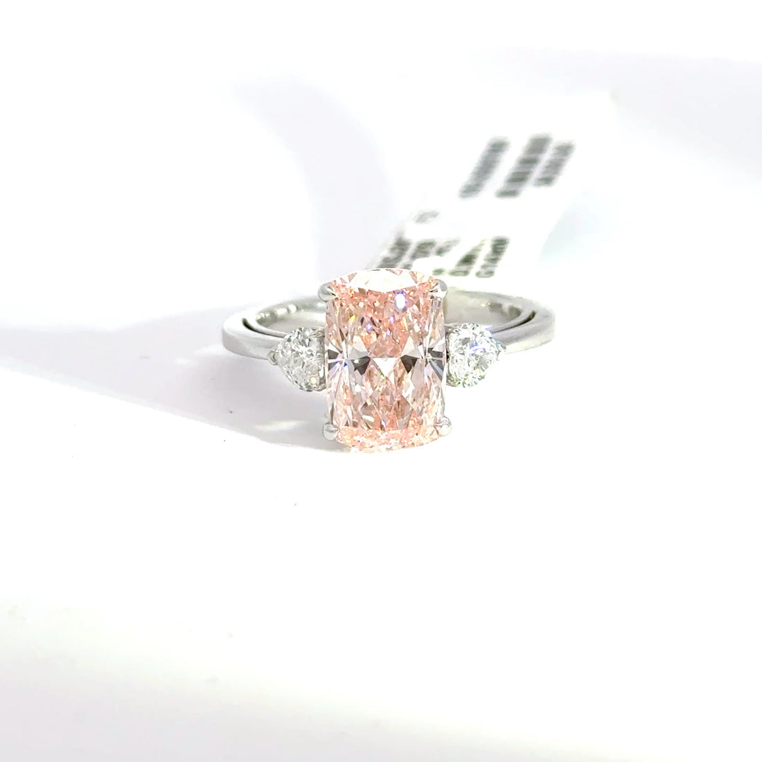 3.96 CTW Fancy Pink Elongated Cushion-Cut Lab Grown Diamond Engagement Ring