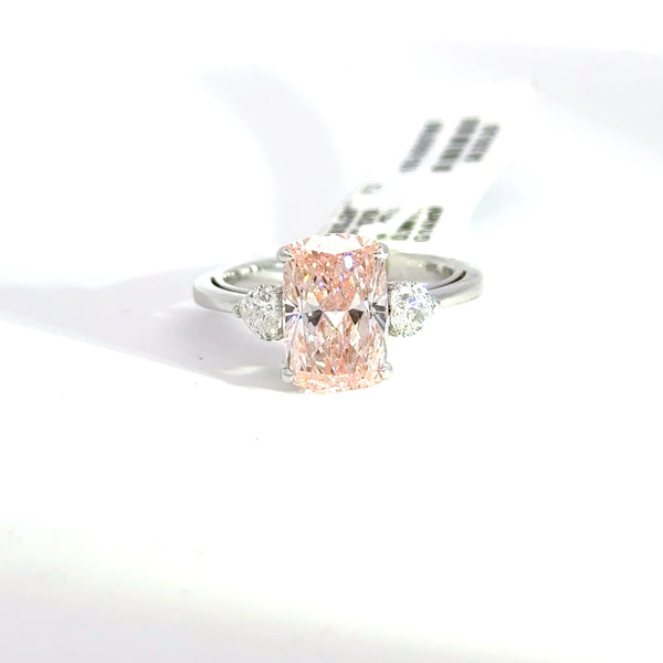 3.96 CTW Fancy Pink Elongated Cushion-Cut Lab Grown Diamond Engagement Ring