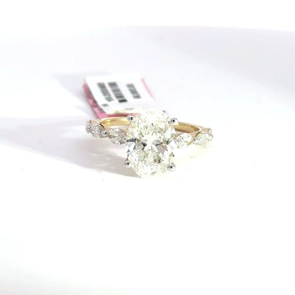 3.92 CTW Oval-Cut Lab Grown Diamond Engagement Ring