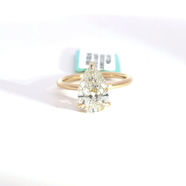 3.22 CTW Pear-Cut Lab Grown Diamond Engagement Ring