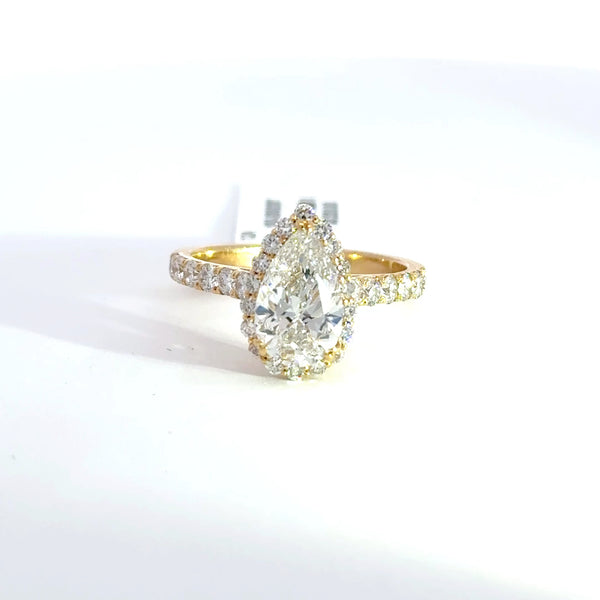 3.08 CTW Pear-Cut Lab Grown Diamond Engagement Ring