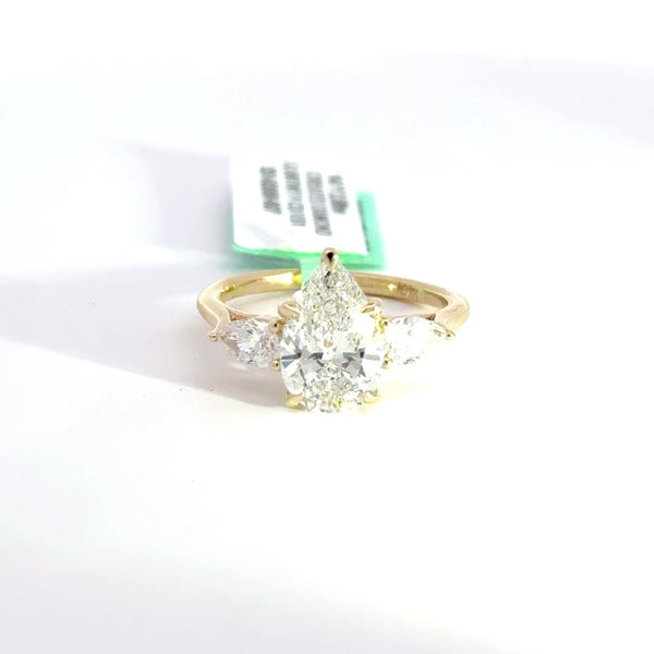 2.58 CTW Pear-Cut Lab Grown Diamond Engagement Ring