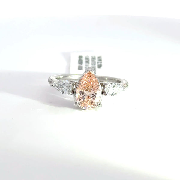 2.15 CTW Pear Pink-Cut Lab Grown Diamond Engagement Ring