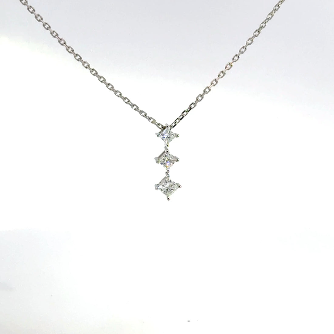 0.35 CTW Princess Three-Stone Lab-Grown Diamond Drop Necklace