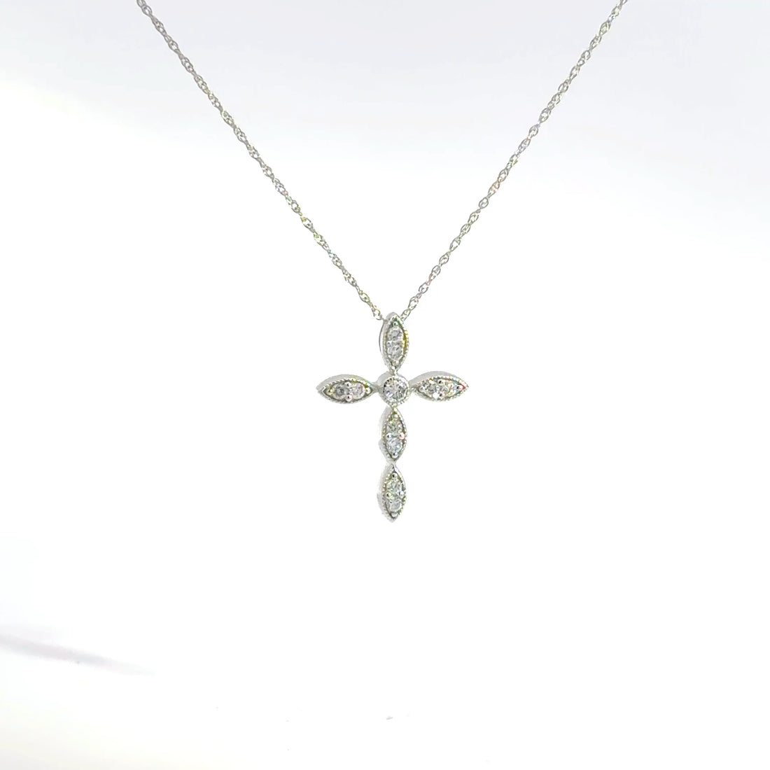 0.15 CTW Lab-Grown Diamond Vintage Cross Necklace