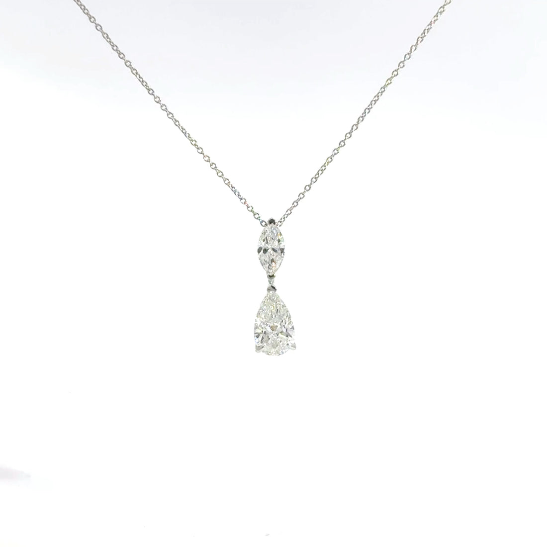 1.00 CTW Lab-Grown Diamond Two-Stone Drop Necklace