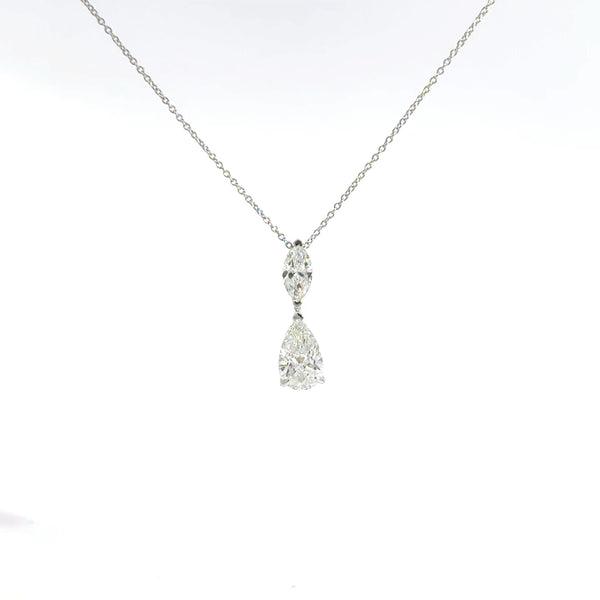 1.00 CTW Lab-Grown Diamond Two-Stone Drop Necklace