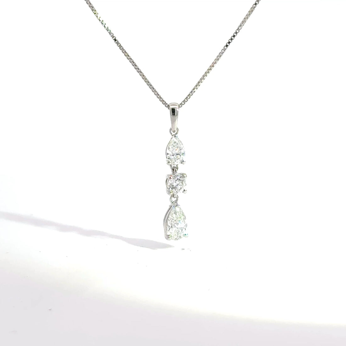 1.00 CTW Three-Stone Lab-Grown Diamond Drop Pendant