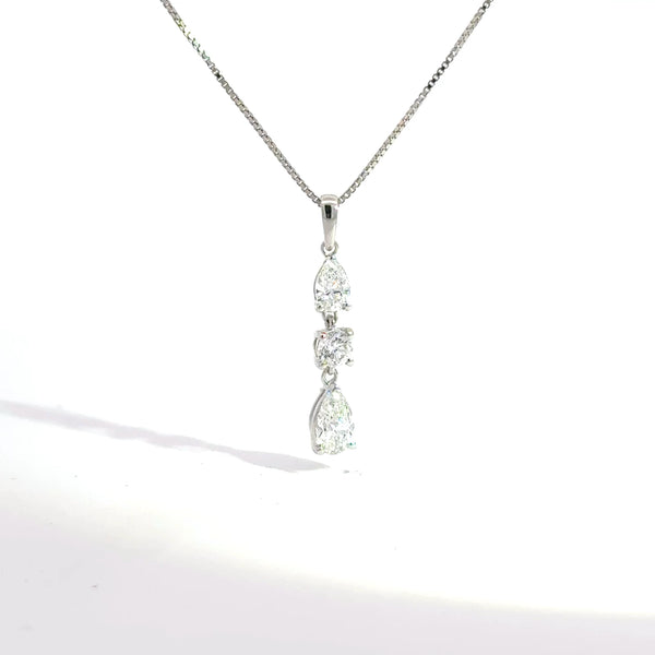 1.00 CTW Three-Stone Lab-Grown Diamond Drop Pendant