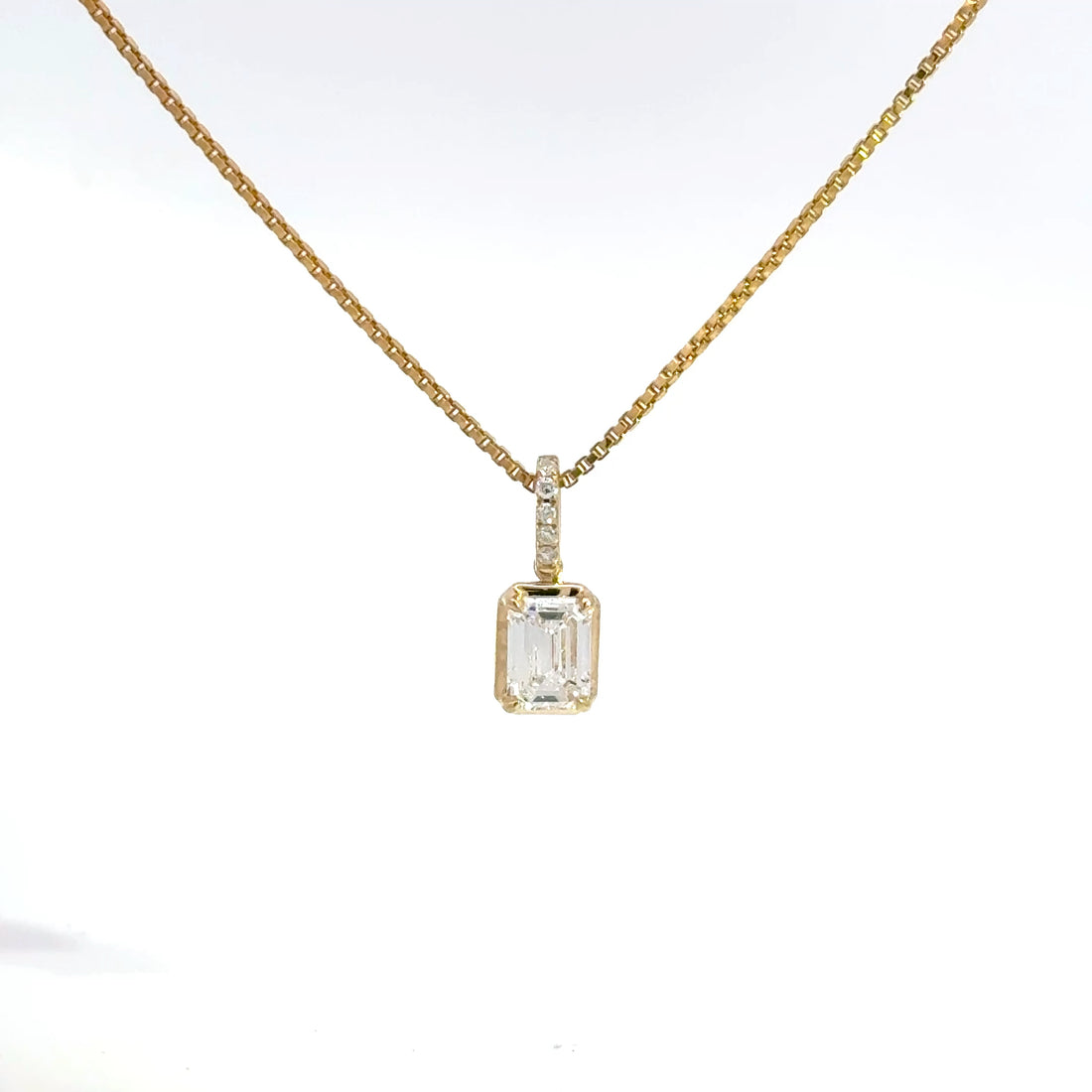 1.10 CTW Emerald Lab-Grown Diamond Georgian Pendant