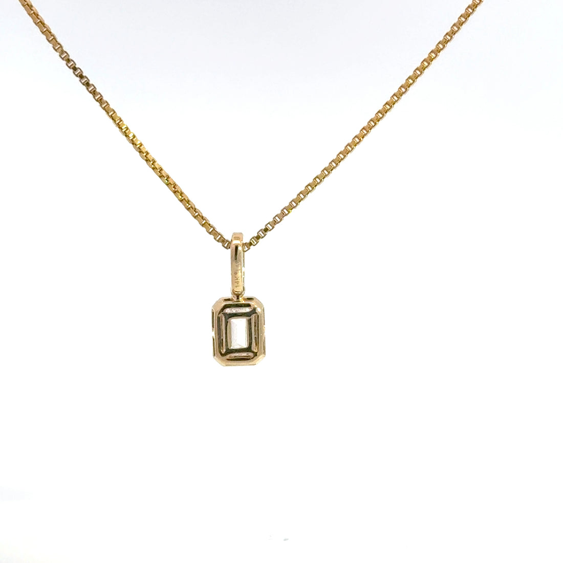 1.10 CTW Emerald Lab-Grown Diamond Georgian Pendant