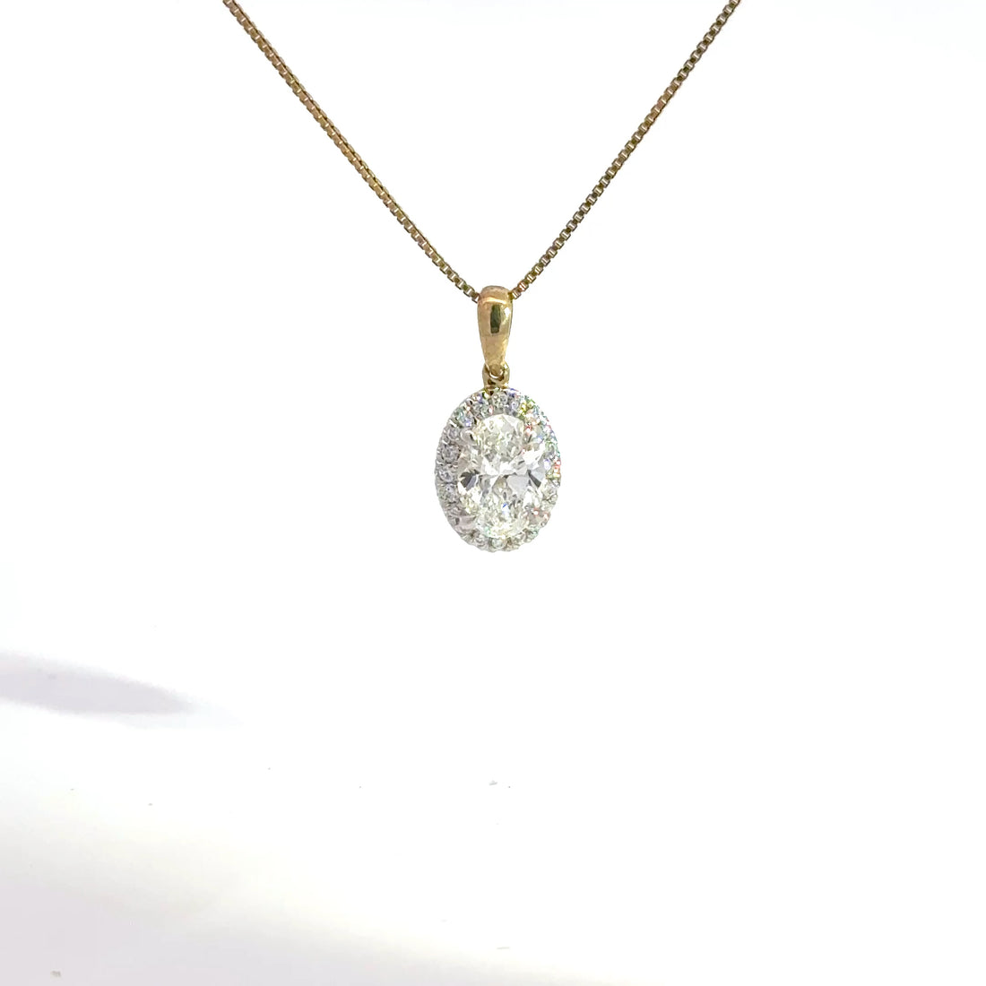 1.19 CTW Oval Lab-Grown Diamond Halo Pendant