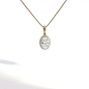 1.19 CTW Oval Lab-Grown Diamond Halo Pendant view 2