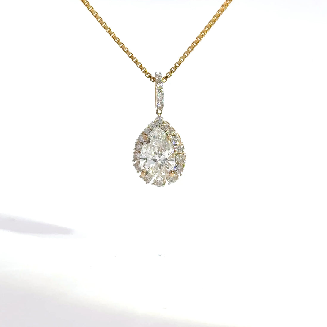 2.51 CTW Pear Lab-Grown Diamond Halo Pendant