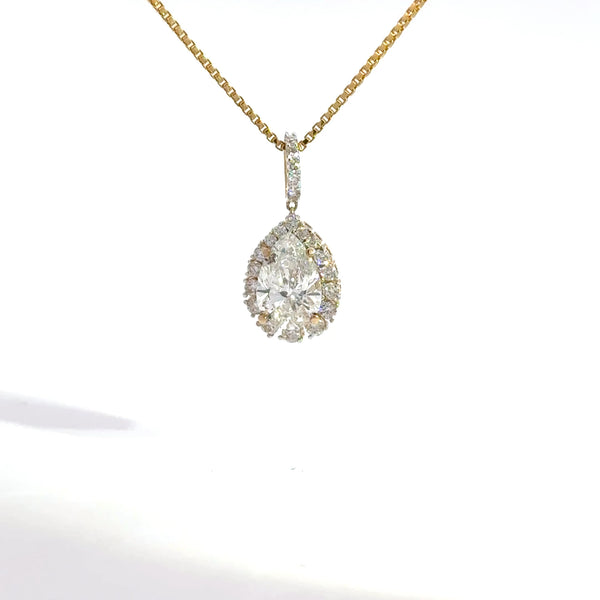 2.51 CTW Pear Lab-Grown Diamond Halo Pendant