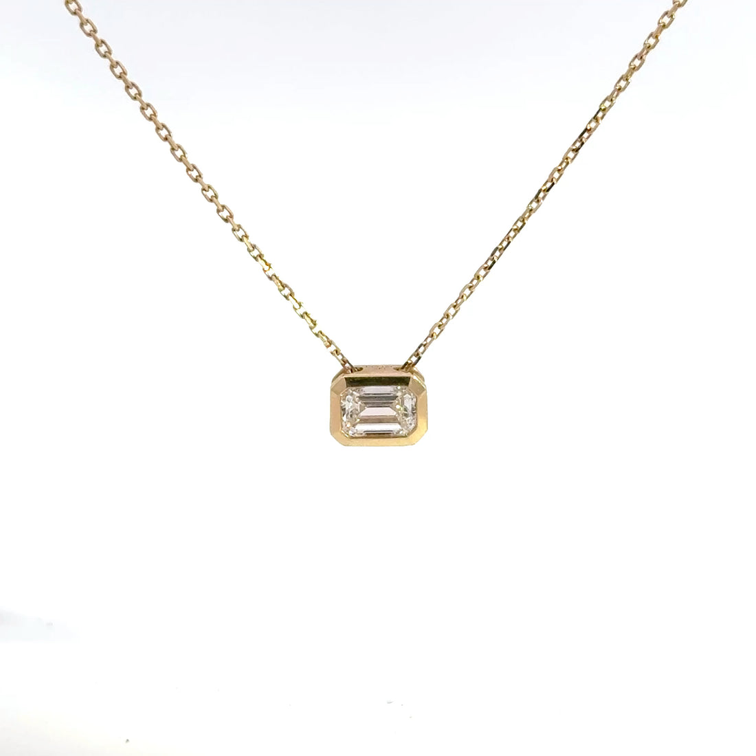 1.00 CTW Emerald Lab-Grown Diamond East-West Bezel Necklace