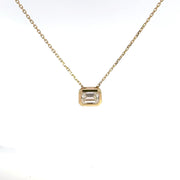 1.00 CTW Emerald Lab-Grown Diamond East-West Bezel Necklace view 2