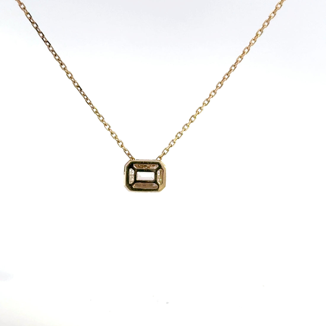 1.00 CTW Emerald Lab-Grown Diamond East-West Bezel Necklace