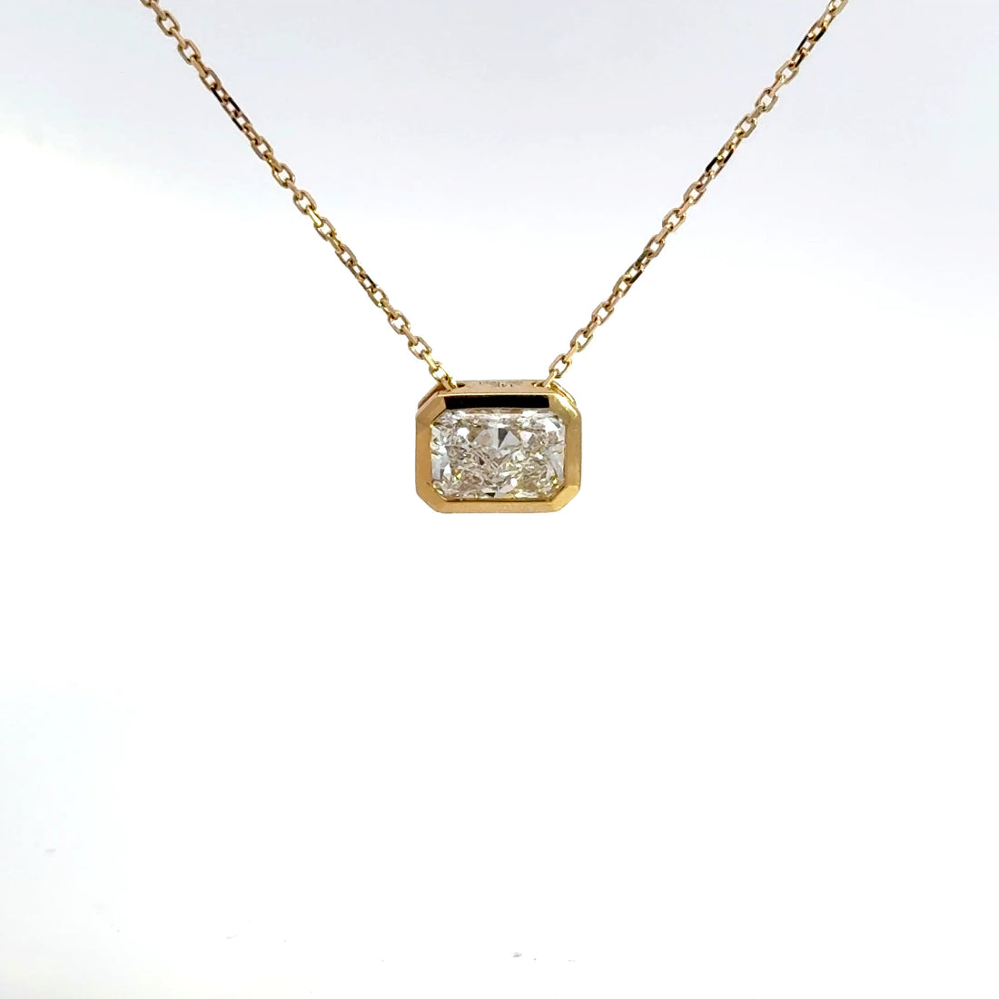 2.00 CTW Radiant Lab-Grown Diamond East-West Bezel Necklace