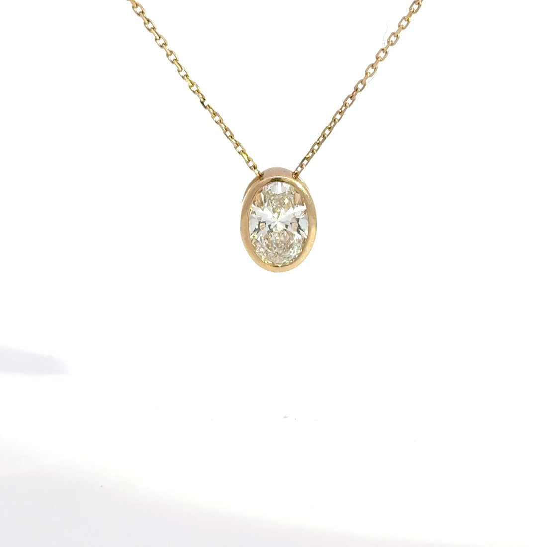 2.00 CTW Oval Lab-Grown Diamond Bezel Necklace