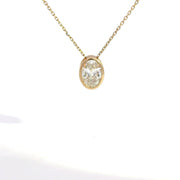 2.00 CTW Oval Lab-Grown Diamond Bezel Necklace view 2