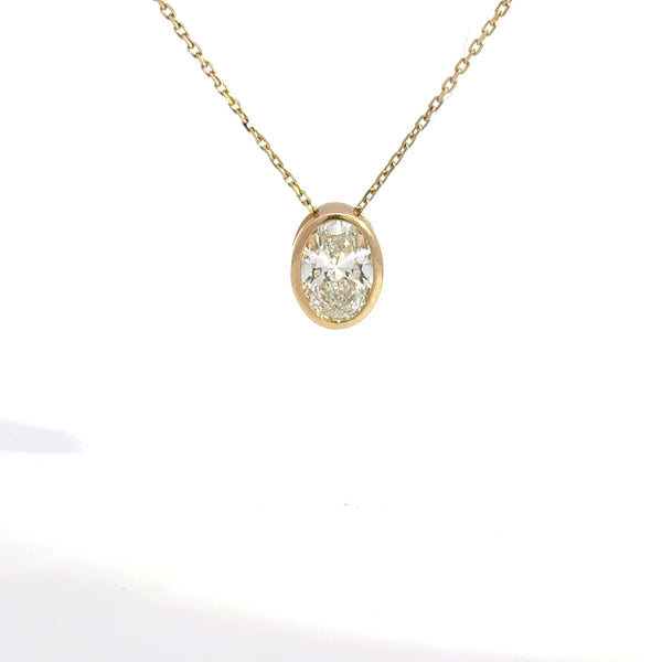 2.00 CTW Oval Lab-Grown Diamond Bezel Necklace