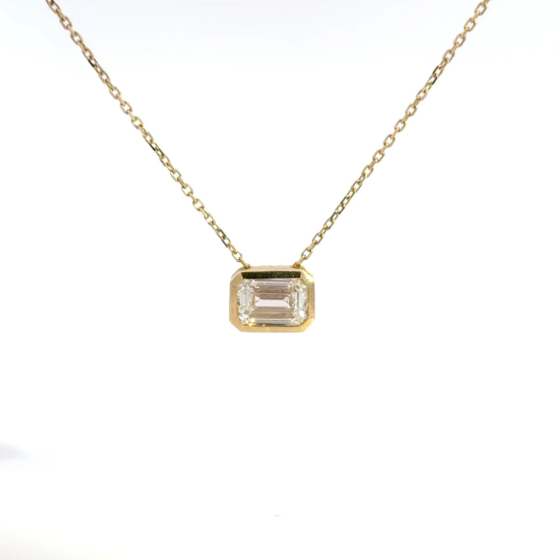 2.00 CTW Emerald Lab-Grown Diamond East-West Bezel Necklace
