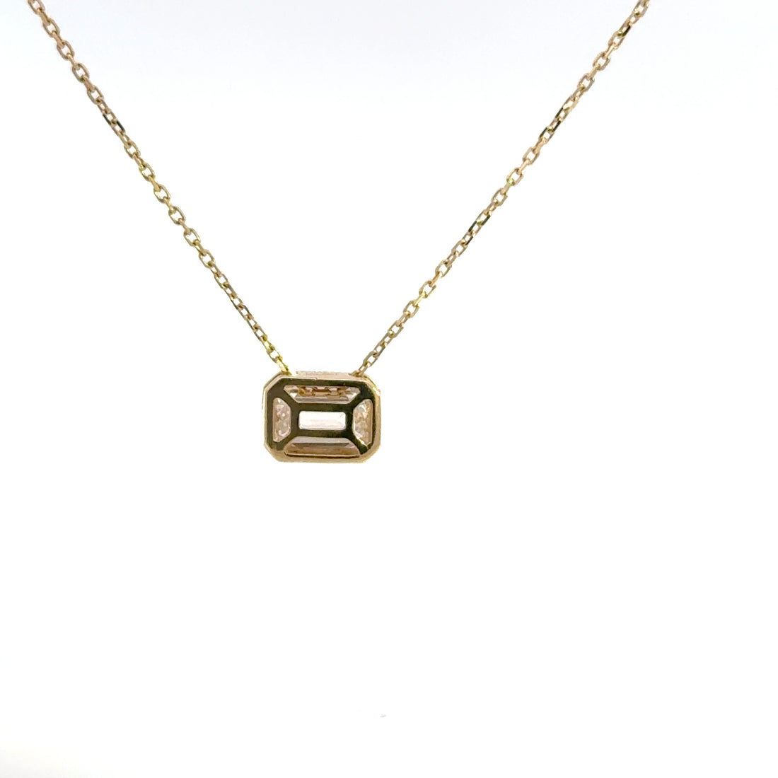 2.00 CTW Emerald Lab-Grown Diamond East-West Bezel Necklace