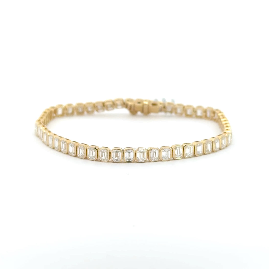 7.23 CTW Emerald Lab-Grown Diamond Bezel Tennis Bracelet