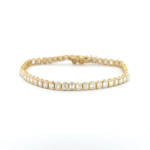 7.23 CTW Emerald Lab-Grown Diamond Bezel Tennis Bracelet