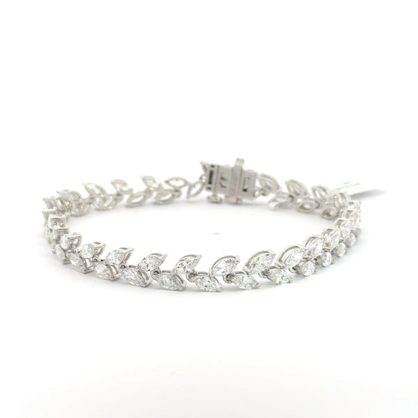 6.56 CTW Marquise Lab-Grown Diamond Leaf Tennis Bracelet