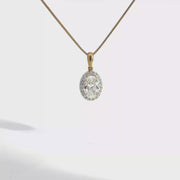 1.19 CTW Oval Lab-Grown Diamond Halo Pendant view 1