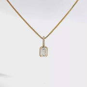 1.10 CTW Emerald Lab-Grown Diamond Georgian Pendant view 1