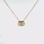 2.00 CTW Emerald Lab-Grown Diamond East-West Bezel Necklace view 1