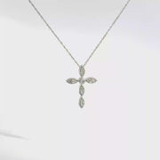 0.15 CTW Lab-Grown Diamond Vintage Cross Necklace view 1