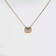 1.00 CTW Emerald Lab-Grown Diamond East-West Bezel Necklace view 1