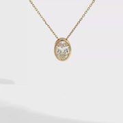 2.00 CTW Oval Lab-Grown Diamond Bezel Necklace view 1